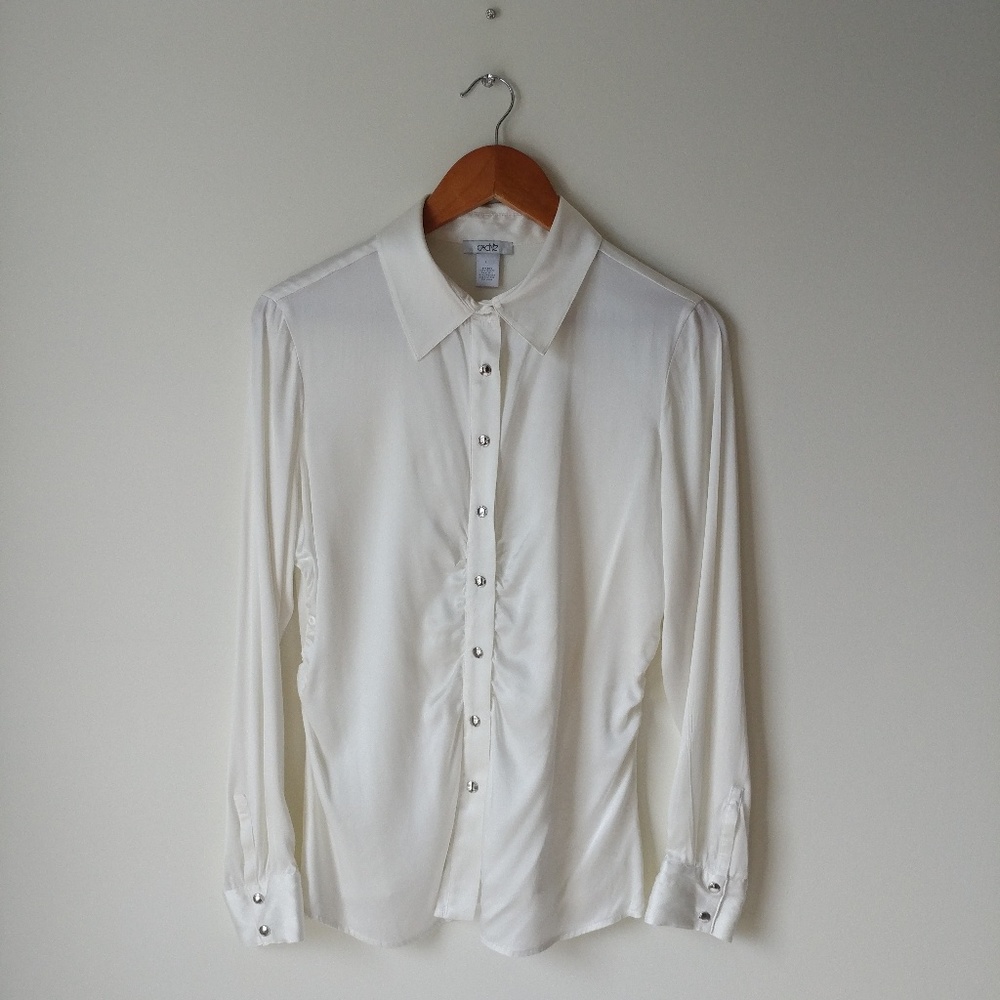 Cache White Button-Down Blouse